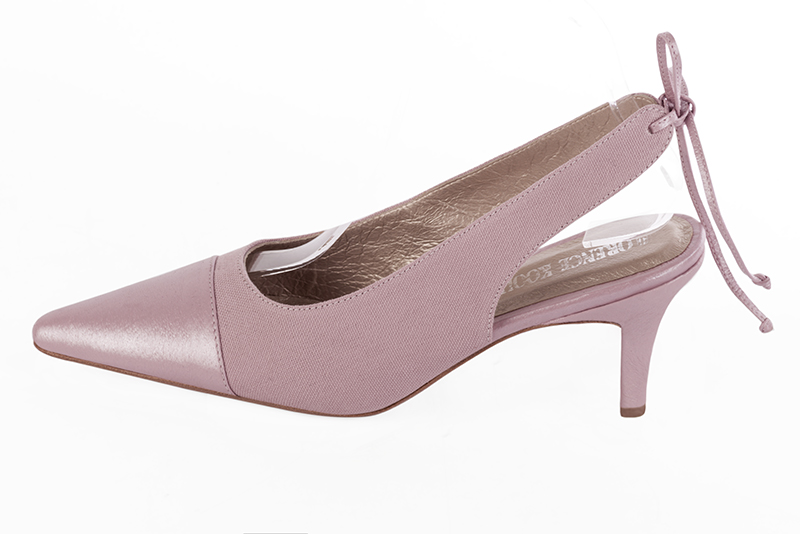 Dusty rose pink women's elegant sneakers. Pointed toe. Medium slim heel. Profile view - Florence KOOIJMAN